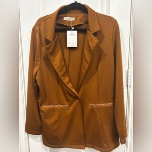 Women's GENHOO Tan Blazer Jacket